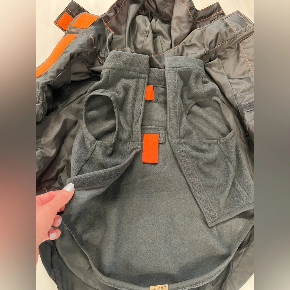 ORVIS dog rain coat/ jacket. All-Season waterproof 3-in-1. Orange, black. M. NWT